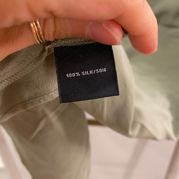 Lafayette 148 Womens Short Sleeves 100% Silk Khaki Oversized Blouse Top Size M - Picture 6 of 7